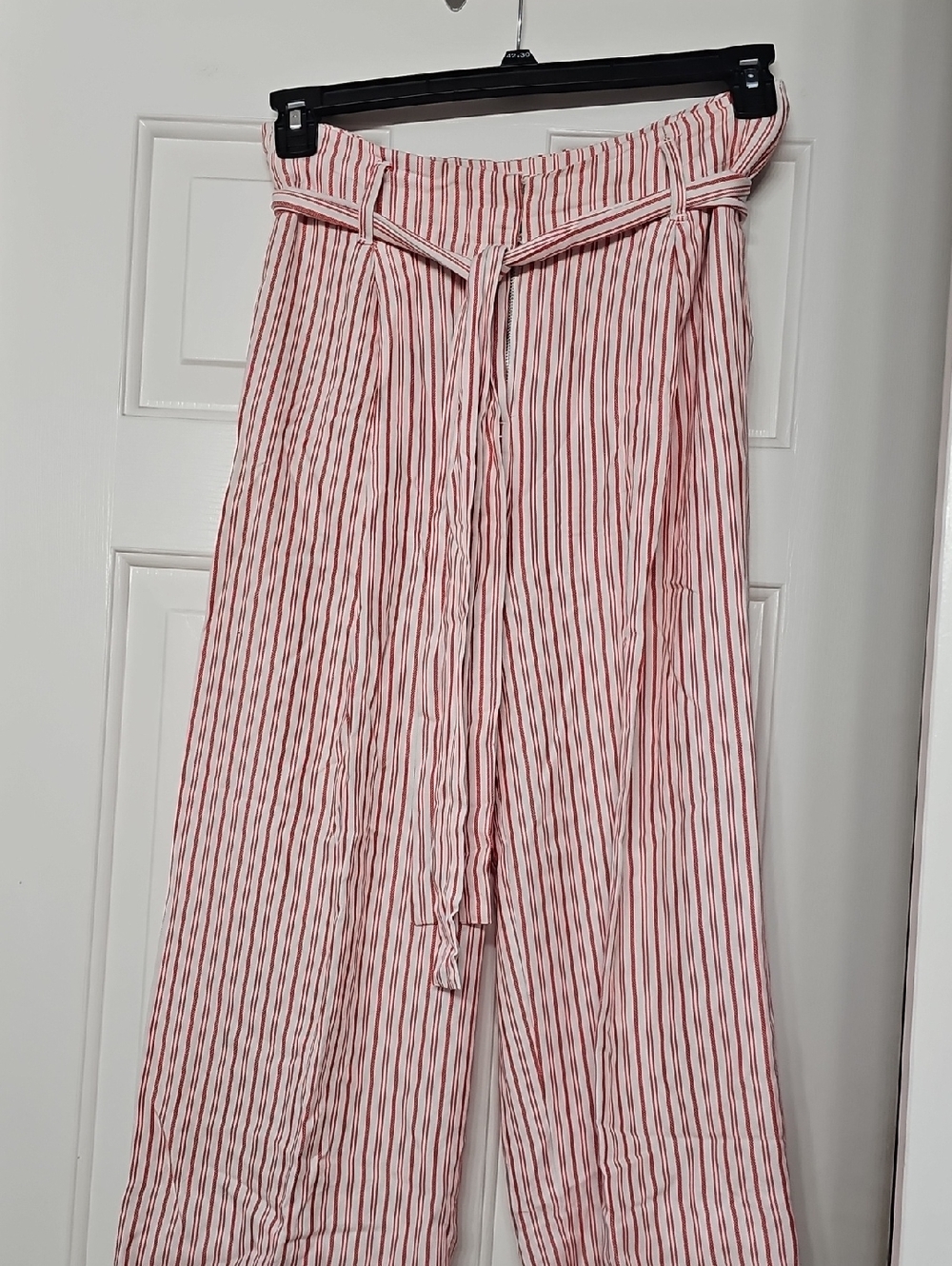 Joules Red and White Striped Pants with Waist Tie